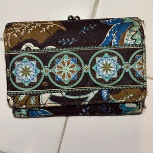 Floral Wallet travel coin purse brown blue green women’s gifts cute safe clutch